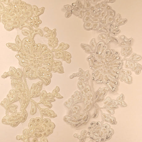 Beaded Corded Floral Lace Applique