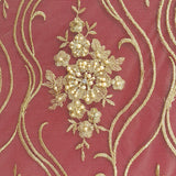 1 Yard Silver Beaded Lace Fabric Embroidered on Polyester Net Mesh Pearl Detail 51 Inch Width