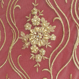 Beaded Lace Fabric on Polyester Net Mesh