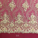 Beaded Lace Fabric on Polyester Net Mesh