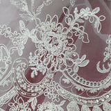 Embroidered Mesh Bridal Lace White