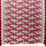 Beaded & Corded Bridal Polyester Lace Fabric - Embroidered Net Mesh, 51" Width (1 Yard)