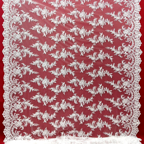 Beaded Corded Bridal Lace Fabric 51"