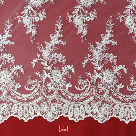 Beaded Corded Bridal Lace Fabric 51"
