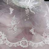 Beaded Corded Bridal Lace Fabric