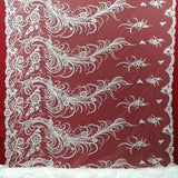 1 Yard Beaded Corded Bridal Lace Fabric Embroidered 100 Percent Polyester Net Mesh 52 inch Width