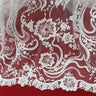 1 Yard Beaded Corded Bridal Lace Fabric Embroidered 100 Percent Polyester Net Mesh 52 inch Width