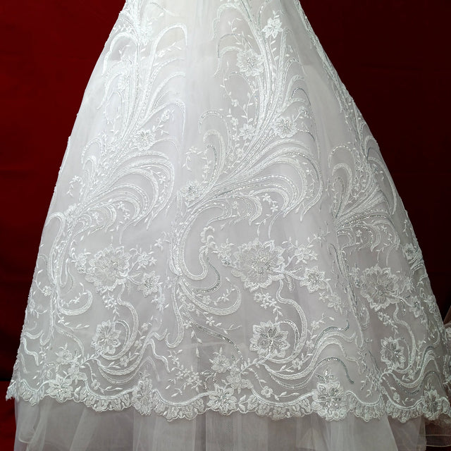 Beaded Corded Bridal Lace Fabric