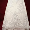 1 Yard Beaded and Corded Bridal Lace Fabric Embroidered on Polyester Net Mesh
