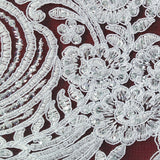 Beaded Corded Bridal Lace Fabric