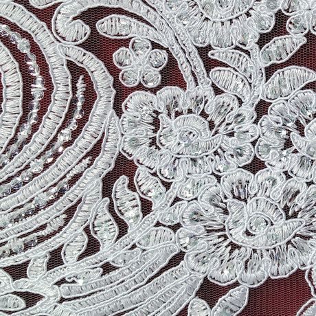 Beaded Corded Bridal Lace Fabric