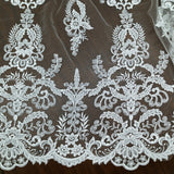 Beaded Corded Bridal Lace Fabric 51" White Ivory