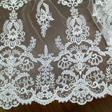 Beaded Corded Bridal Lace Fabric 51" White Ivory