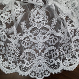Beaded Corded Bridal Lace Fabric 51" White Ivory