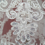 Beaded Corded Bridal Lace White Ivory