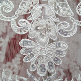 Beaded Corded Bridal Lace Fabric 51" White Ivory