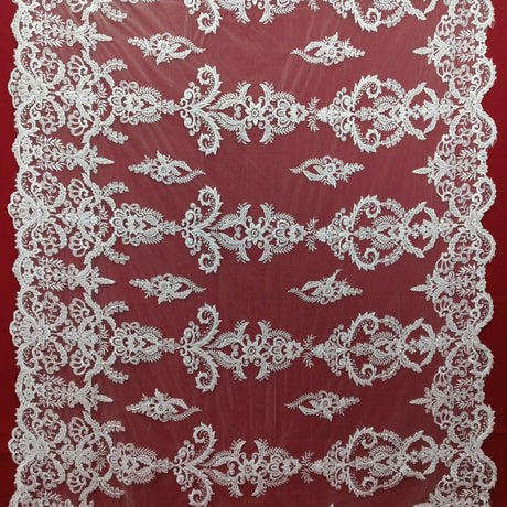 Beaded Corded Bridal Lace White Ivory