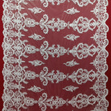 Beaded Corded Bridal Lace Fabric 51" White Ivory