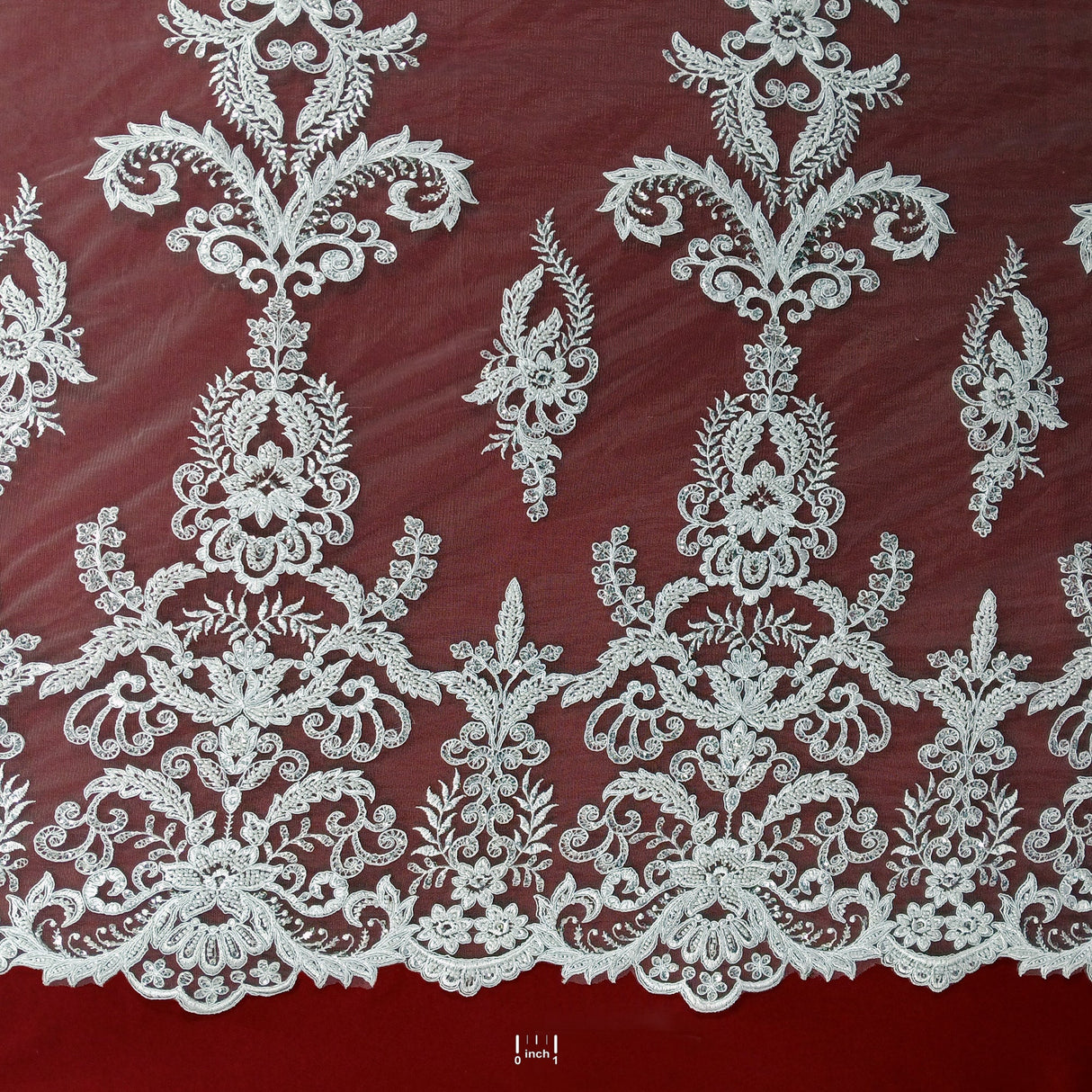 Beaded Corded Bridal Lace White Ivory