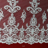 Beaded Corded Bridal Lace White Ivory