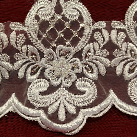 Beaded Lace Trimming on Polyester Organza