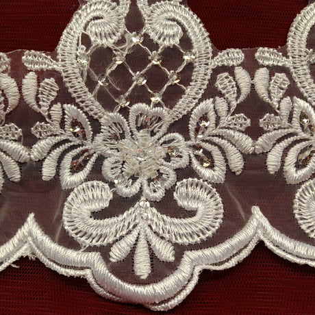 Beaded Lace Trimming on Polyester Organza
