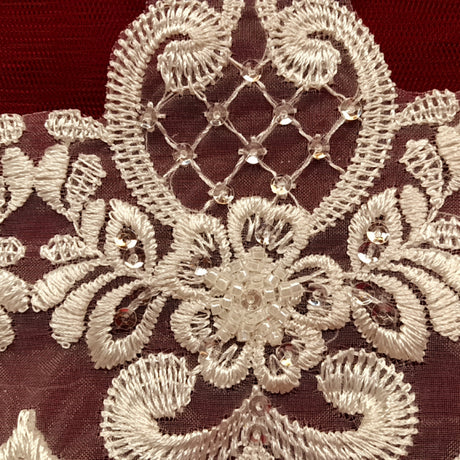 Beaded Lace Trimming on Polyester Organza