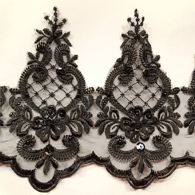 Beaded Lace Trimming on Polyester Organza