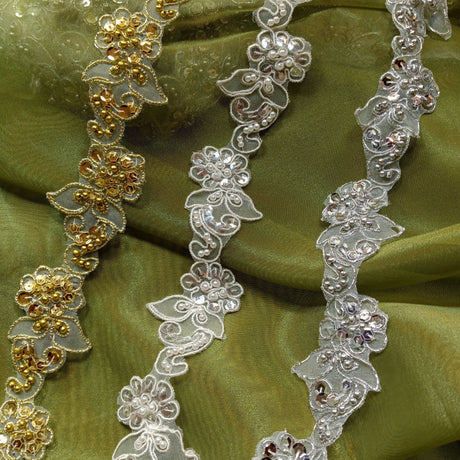 Beaded Corded Lace Trim 2" Polyester