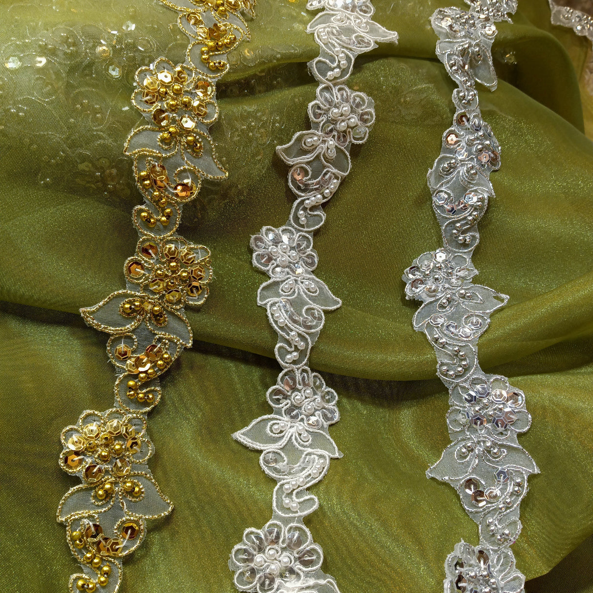 Beaded Corded Lace Trim 2" Polyester