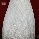 Beaded Sequined Lace Fabric - Embroidered 100 Percent Polyester Net Mesh, Gold, Ivory, Silver, White, 52" Width (1 Yard)