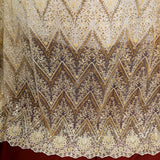 1 Yard Beaded and Sequined Lace Fabric Embroidered on Polyester Net Mesh 52 inch Width
