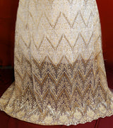 Beaded Sequined Lace Fabric on Polyester Net Mesh