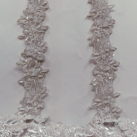 Beaded Lace Trimming on Polyester Organza