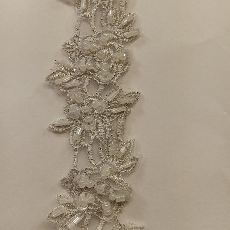 Beaded Lace Trimming on Polyester Organza