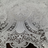 1 Yard Luxurious Beaded Lace Fabric Embroidered on 100% Polyester Net Mesh White