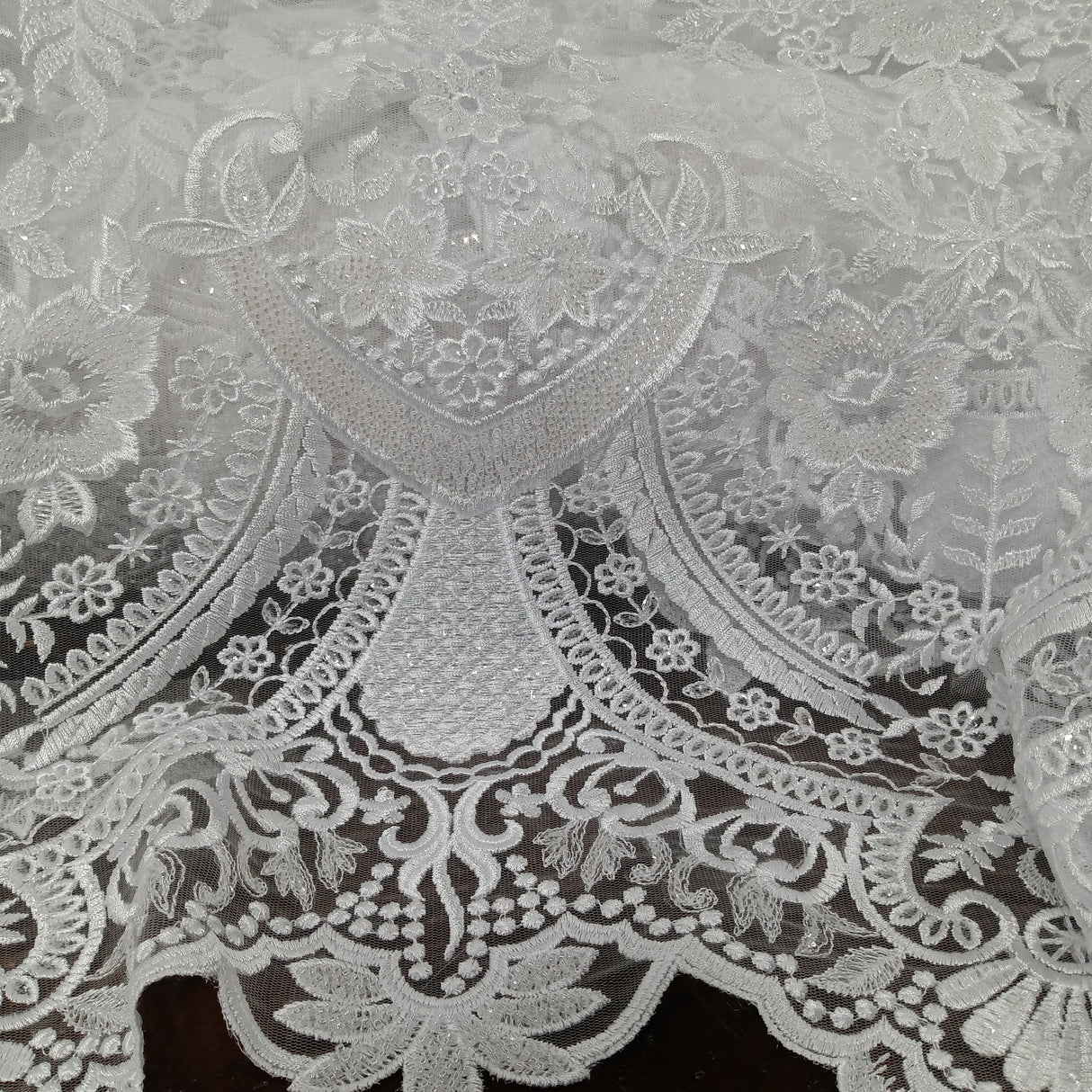 Beaded Lace Fabric 100% Polyester Net Mesh 51"