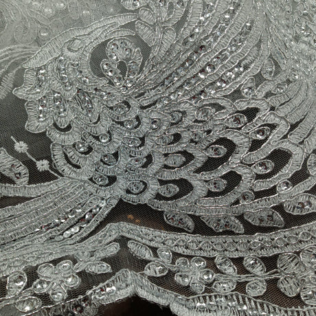 Beaded Corded Bridal Lace Fabric