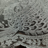 Beaded Corded Bridal Lace Fabric 50" Wide
