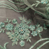 Beaded Lace Fabric Embroidered On 100 Percent Polyester Net Mesh - Gold, Jade, Silver, Black, 51" Width (1 Yard)