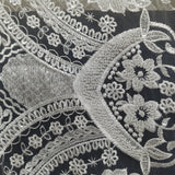 1 Yard Luxurious Beaded Lace Fabric Embroidered on 100% Polyester Net Mesh White