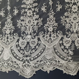 1 Yard Beaded Lace Fabric Embroidered 100 Percent Polyester Net Mesh 51 inch Width
