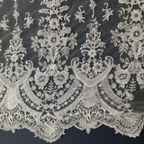 Beaded Lace Fabric on Polyester Net Mesh