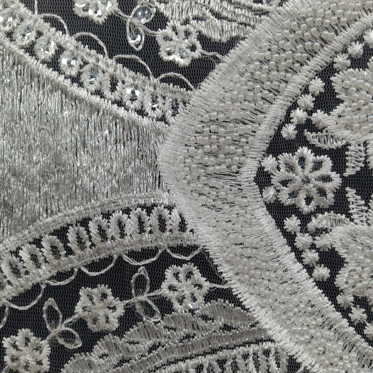 Beaded Lace Fabric 100% Polyester Net Mesh 51"