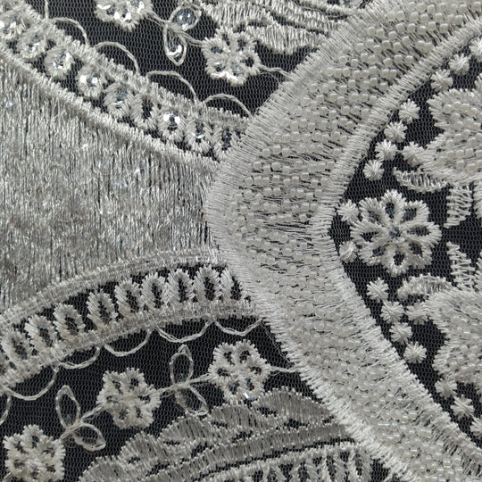 1 Yard Beaded Lace Fabric Embroidered 100 Percent Polyester Net Mesh 51 inch Width