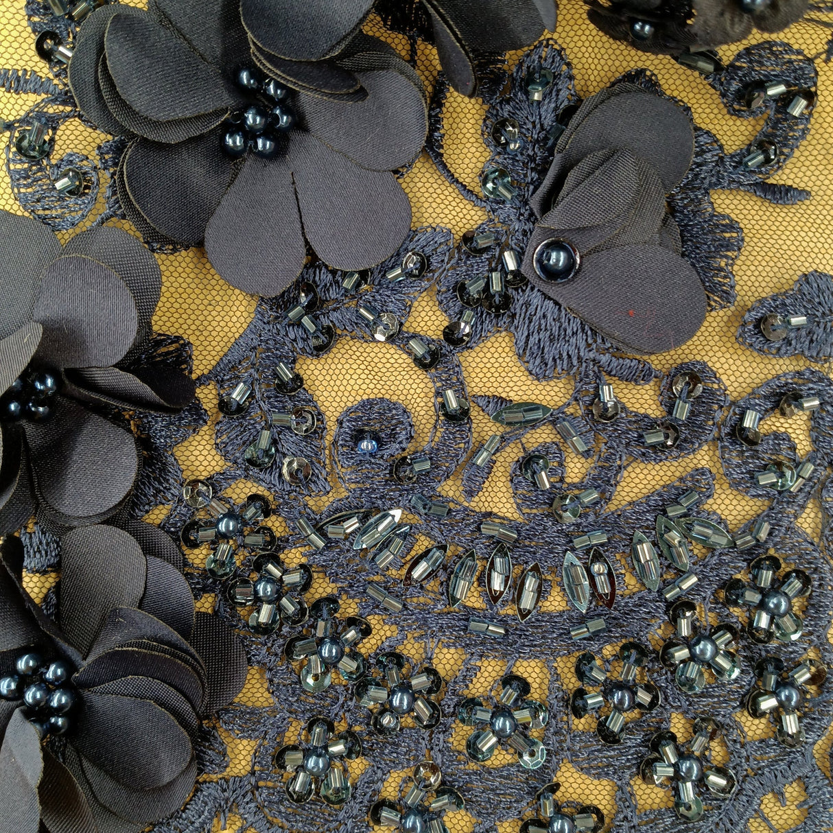 Beaded 3D Floral Lace Fabric