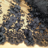 Beaded 3D Floral Lace Fabric