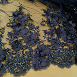 Beaded 3D Floral Lace Fabric