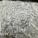 1 Yard Elegant Beaded Lace Fabric Embroidered on 100% Polyester Net Mesh