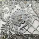 Beaded Lace Fabric on Polyester Net Mesh 52"
